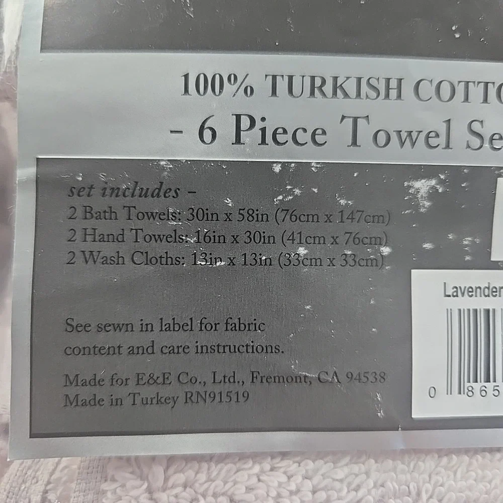 Signature Madison Park 100% Turkish Cotton 6 Piece Towel Set Lavender Mps73-475